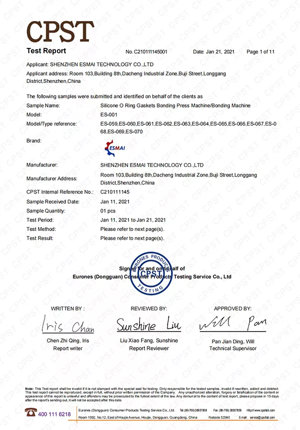 RoHS Test Report ES-001