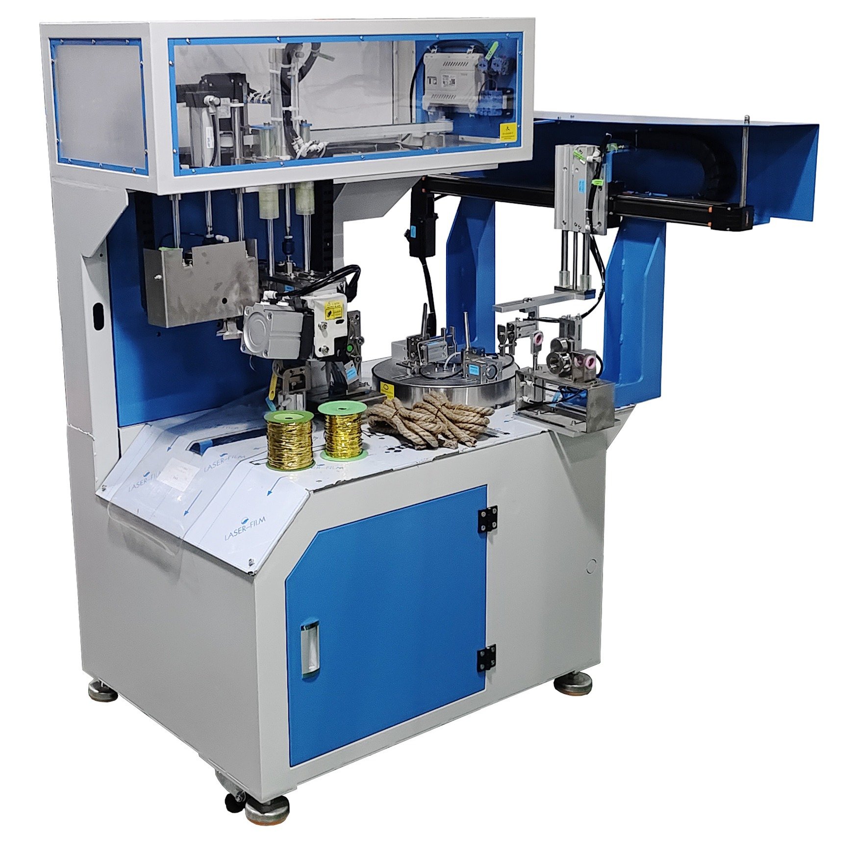 Automatic rope coiling binding machine